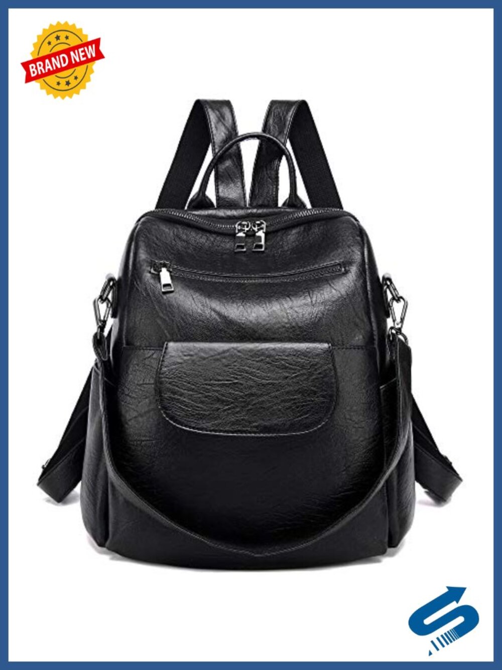 Womens Waterproof Faux Leather Convertible Backpack Purse 3-Way Carry Travel Bag